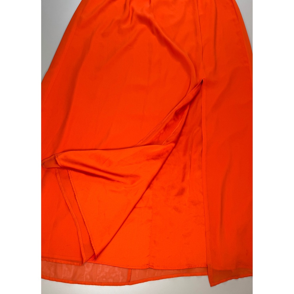 Gianni Bini Maxi Dress Womens L Orange Sleeveless Chiffon Side Slit Formal - Picture 10 of 16